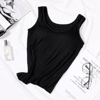 Women's Vest Tops With Built In Padded Bra Vest Slim Fit Tank Tops Sexy Shirts Feminino Casual Underlay Slimming Lingerie Top Quick Pick Grocers