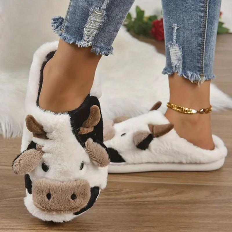 Soft Cow Slippers for Women - Cozy Animal-Themed Home Shoes Fluffy Winter Shoes for Women House Slippers Purest Peak