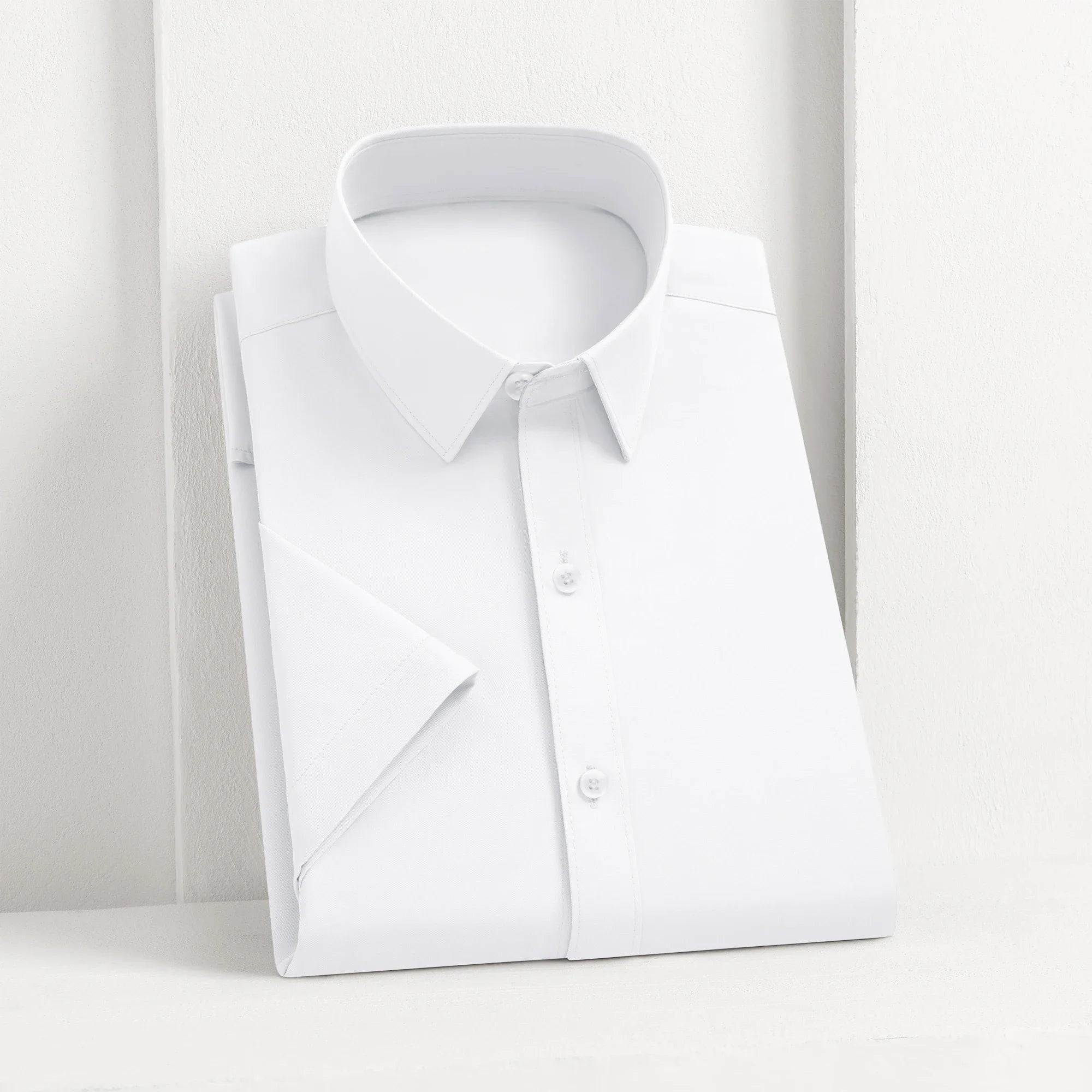New Men's Business Casual Solid Color Short Sleeved Shirt for Summer Fashion No Ironing Comfortable and Versatile Top Quick Pick Grocers