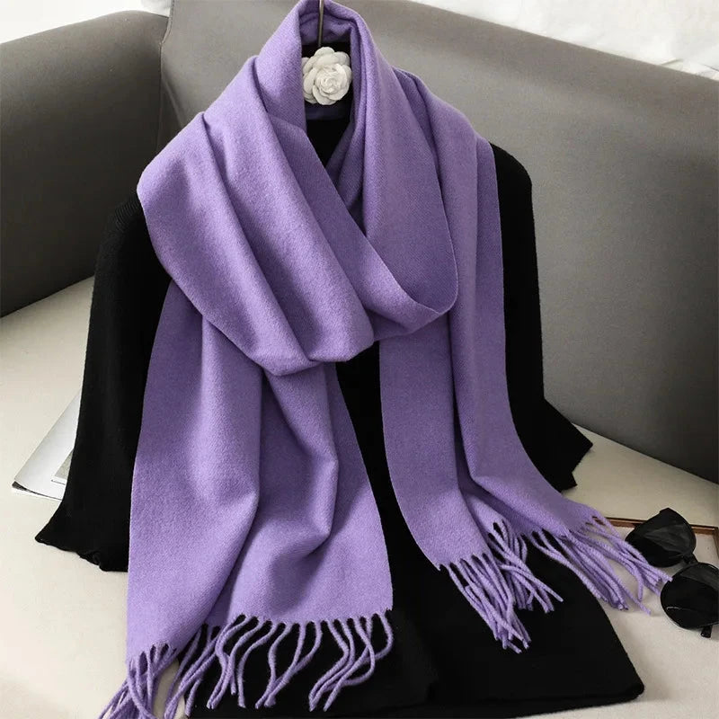 62Color Solid Women Winter Scarf Warm Thicken Cashmere Shawl Outdoor Fashion Luxury Tassels Pashmina Lady Wrap Windproof Scarves Econic Blanks