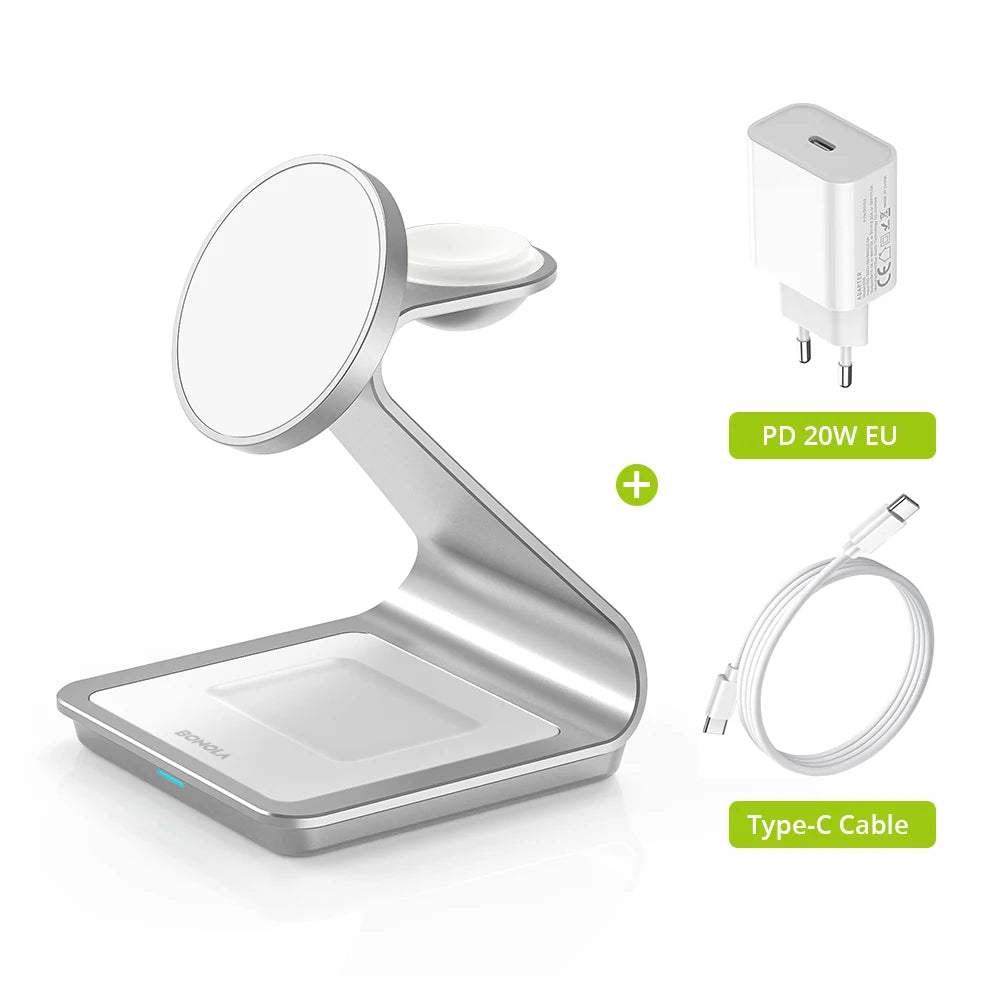 Bonola Magnetic 3 in 1 Wireless Charger for iPhone 17/16/15/13/14/12 30W Wireless Charging Station for Apple Watch/AirPods Pro Quick Pick Grocers