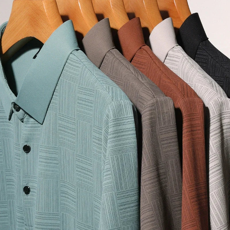2024 Men's New Printed Business Casual Short sleeved POLO Shirt Fashion Short sleeved Comfortable and Breathable Top Quick Pick Grocers