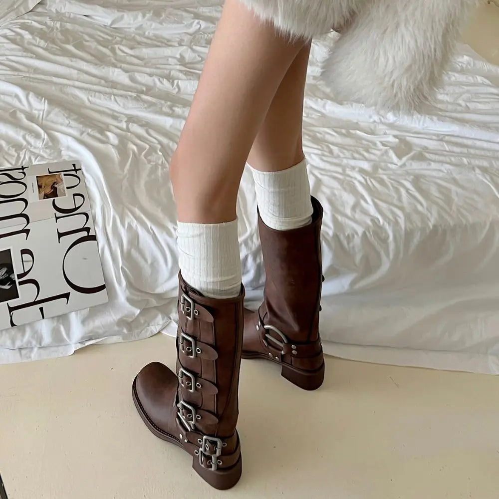 Fashion Pure Cotton Knee-high Socks Solid Color Keep Warm Long Tight Socks Boot Socks Fall Winter Quick Pick Grocers