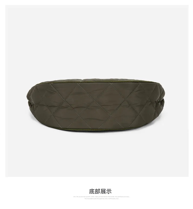 Waist Half Moon Belt Bag Solid Color Crossbody Bag Large Capacity Shoulder Bags Portable Nylon Plaid Travel Bags for Commuting Quick Pick Grocers