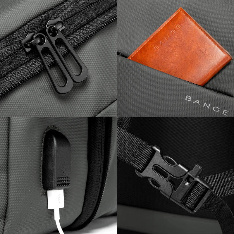 BANGE Aesthetic Men Business Backpack School Expandable USB Bag, Large Capacity 17.3 Laptop Waterproof Fashion Travel Backpack Econic Blanks