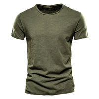 100% Cotton Men T-shirt Casual Soft Fitness Summer Thin T-shirts Men's Home Clothes O-Neck Short Sleeve Soild T Shirt for Men Quick Pick Grocers