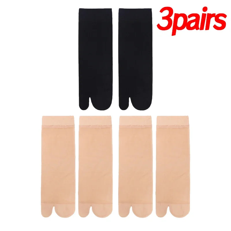 Two Toed Crystal Silk Socks Clear White Black Breathable Cool Stockings Unisex Japanese Men Women Summer Ultra-Thin Tabi Socks Quick Pick Grocers