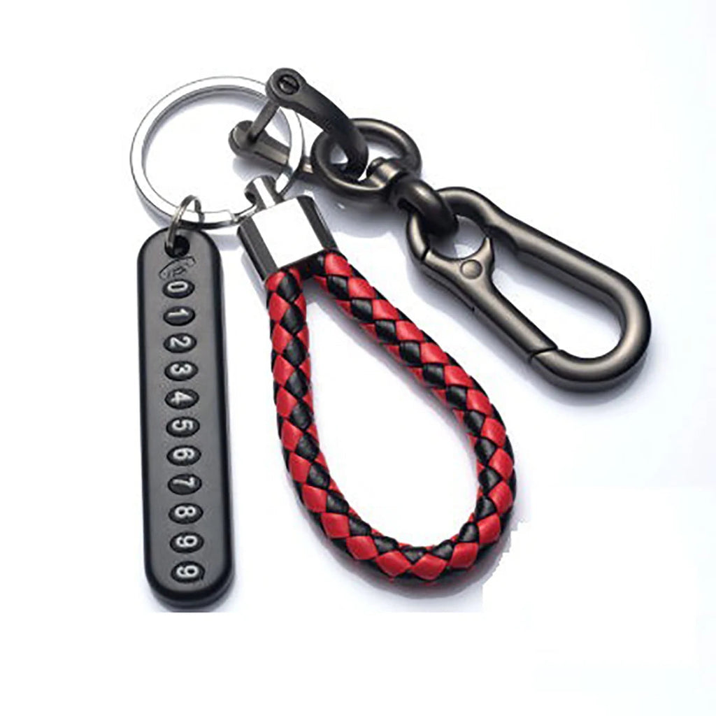 Trendy DIY Mobile Phone Number Plate Pendant Keychain for Men Punk Simple Woven Leather Rope Anti-lost Car Key Chain Accessories Econic Blanks