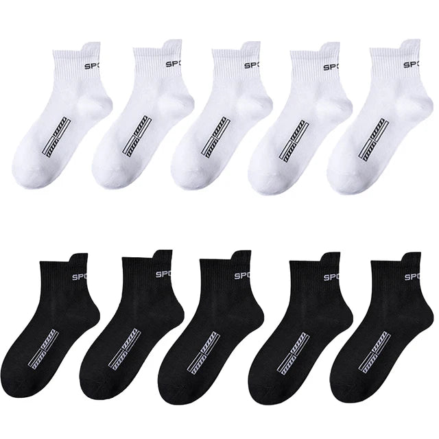 10/20Pairs High Quality Men's Socks Casual Breathable Cotton Man Run Sports Socks Spring Autumn Male Sox Gifts Plus Size 38-45 Quick Pick Grocers