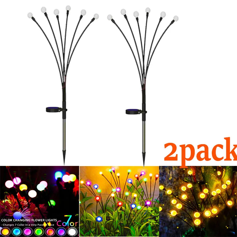 12Pack Outdoor LED Solar Lights Waterproof Starburst Solar Firefly Lights Lawn Lamp Garden Lamp for Path Landscape Decorative Econic Blanks