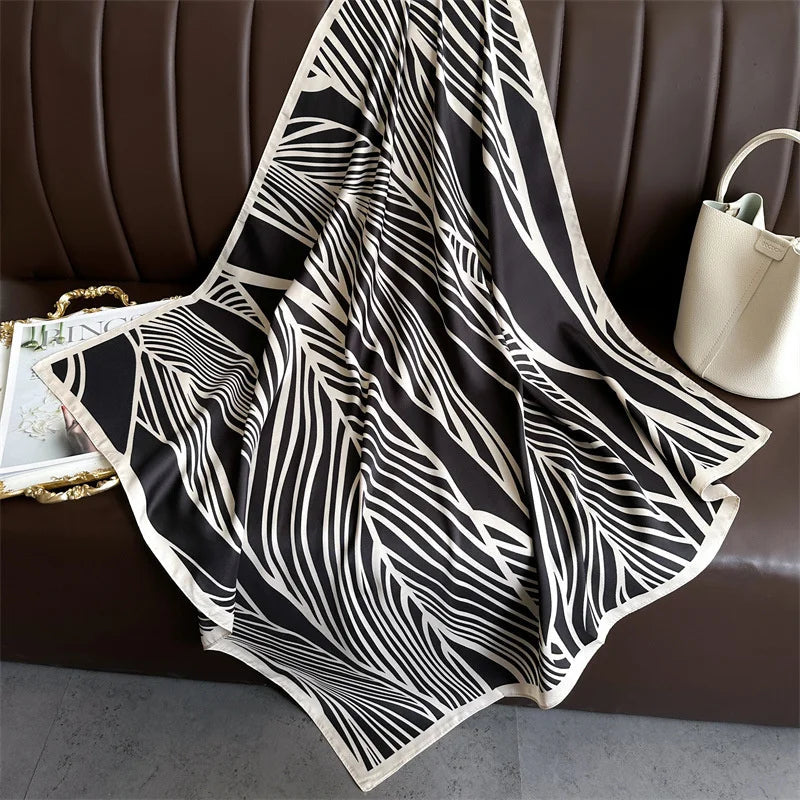 90*90Cm Square Scarf Twill Silk Feeling Women Head Shawls and Wraps Luxury Hair Tree Print Neck Scarves Hijab Bandana Pashmina Quick Pick Grocers