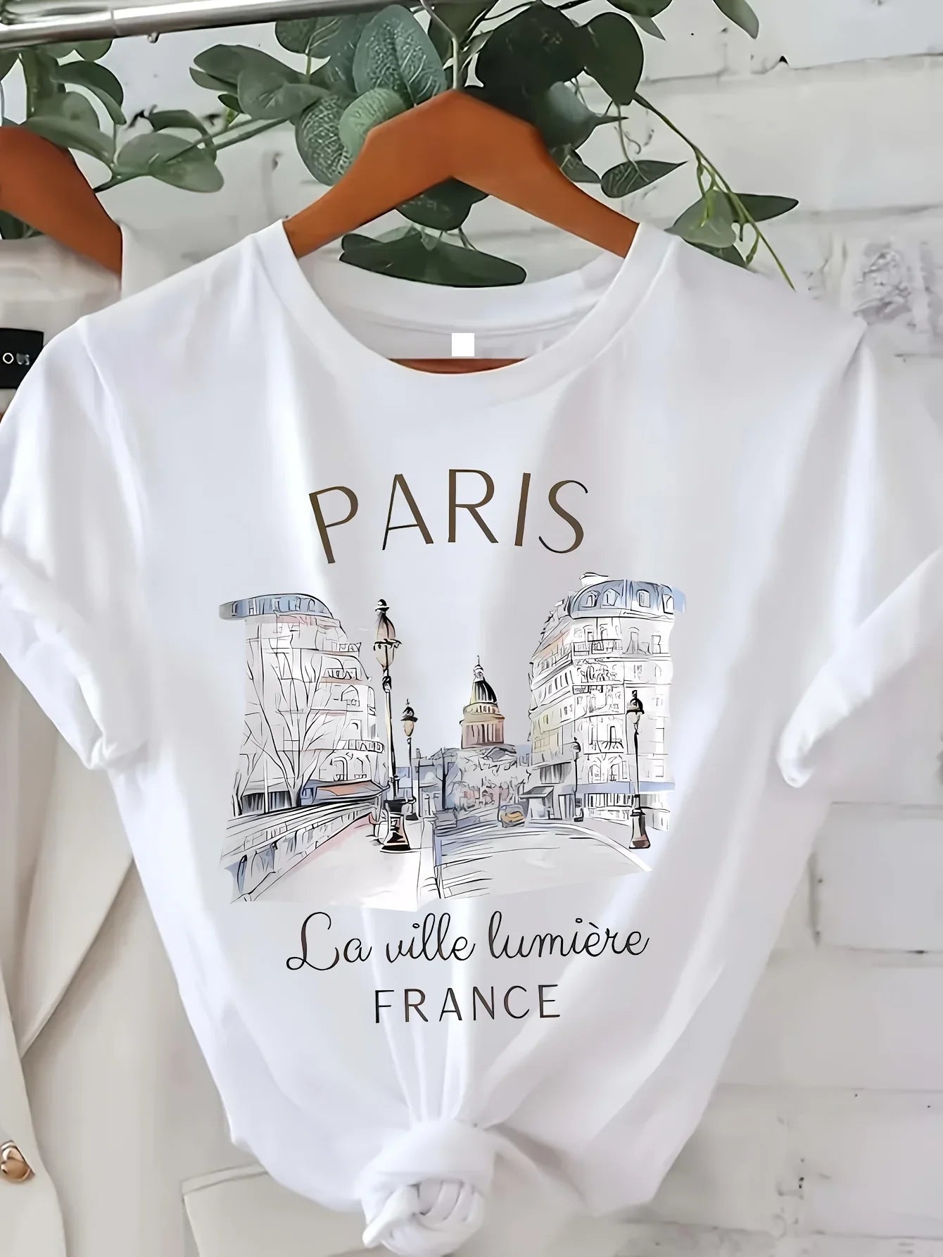 90s T Shirt Paris Women Print T-shirt Girl Short Sleeve Crew Neck Casual Top for Summer Spring Women's Clothing Quick Pick Grocers