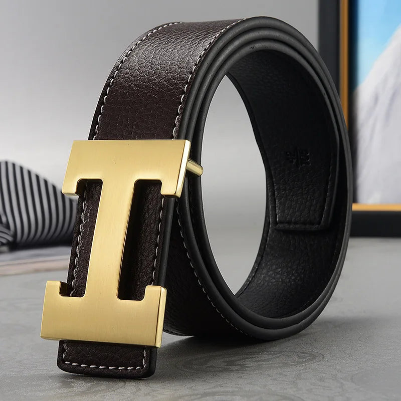 Width 3.8cm Famous Brand Belt Men Top Quality Genuine Luxury Leather Belts for Men Strap Metal Belt Fashion Women's Belt jeans Quick Pick Grocers