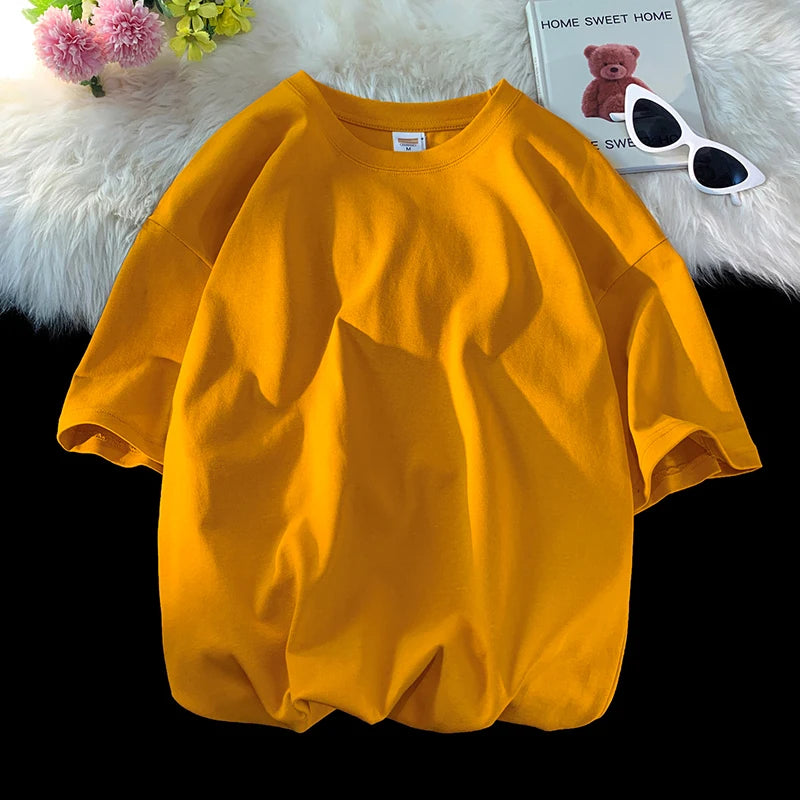 Oversized Summer Short Sleeve Men's T Shirt New Fashion Solid Loose O-Neck T Shirts Mens Cotton Hip Hop Streetwear Top Tees 5XL Quick Pick Grocers