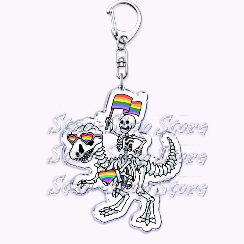 Cute Lgbt Halloween Keychain for Accessories Bag Gay Pride Lgbtq Spooky Ghost Lesbian Keyring Jewelry Rainbow Fans Friends Gifts Quick Pick Grocers