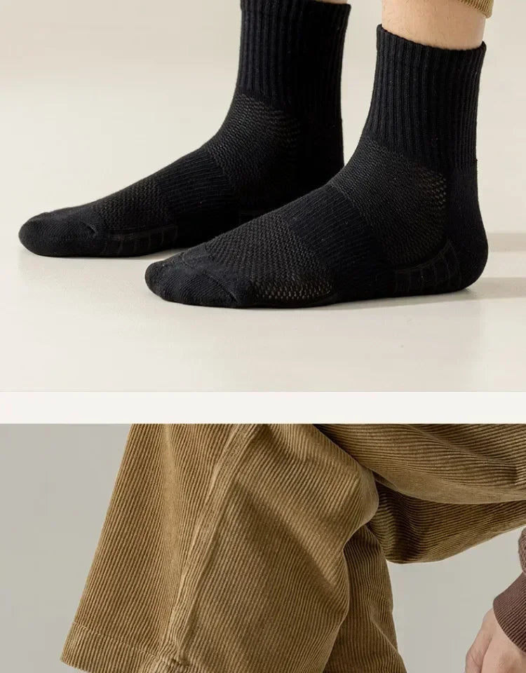 10pairs HLHYX Socks Men's Cotton Deodorant Winter Towel Bottom with Mid-tube White Stockings Thickened Sports Basketball Socks Quick Pick Grocers