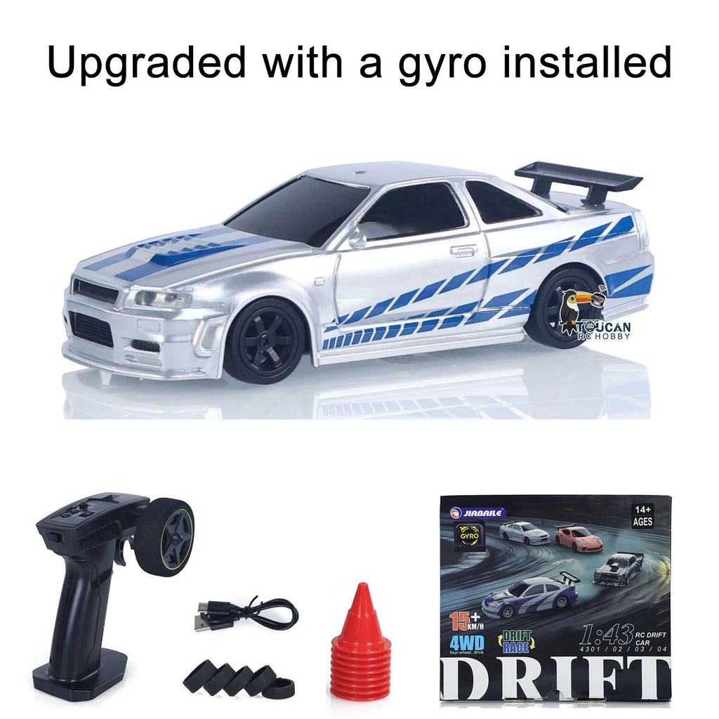 New RC Drift Car Upgraded Gyro 1/43 Racing RTR 4WD Four-wheel Drive High Speed Radio Control Model 2.4g Drift Race Car Mini Gift Econic Blanks