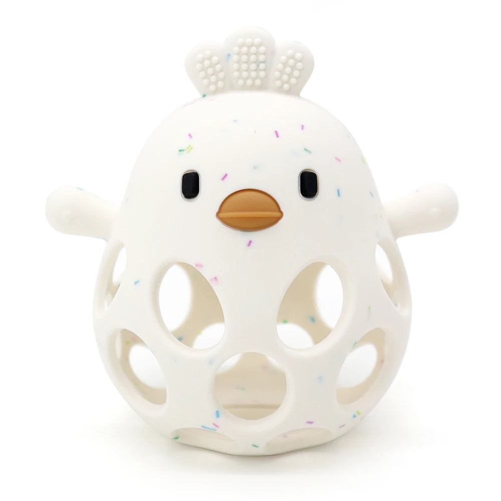1PC Baby Silicone Teether Toys Cartoon Chick Shape Baby Toys Hollow Out Baby Care Equipment Chewing Training Baby Products Quick Pick Grocers