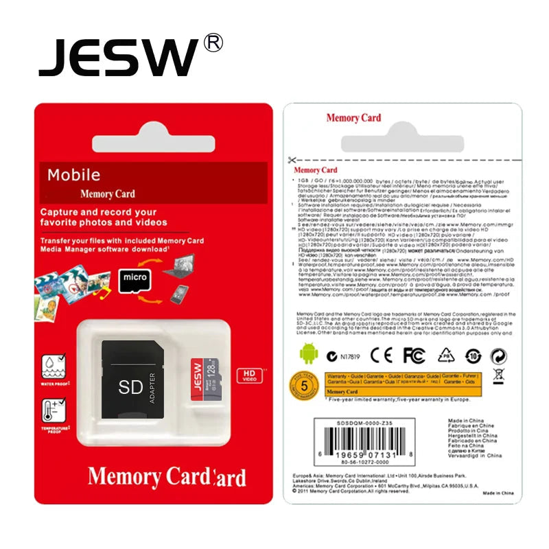 JESW Micro 256G Ultra Memory  SD Card TF Flash Card A1 V10 C10 U1 32GB 64G 16G 8G 4G Micro for Camera UAV Phone  Switch Table Econic Blanks