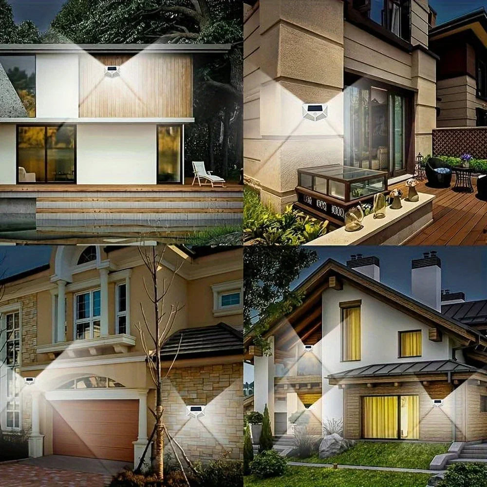 1PC Solar Light Outdoor 100 LED Wall Lamp PIR Motion Sensor Lamp Waterproof Stairs Lights for Courtyard Garden Street Decoration Quick Pick Grocers