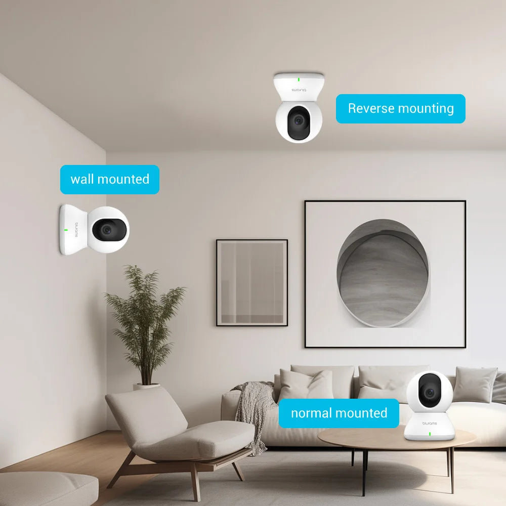 Blurams 2.4＆5G WiFi Indoor Camera, 2K, 360° PTZ Pet Dog IP CCTV Camera with Phone App, 2-Way Talk, Night Vision, for Home Securi Econic Blanks