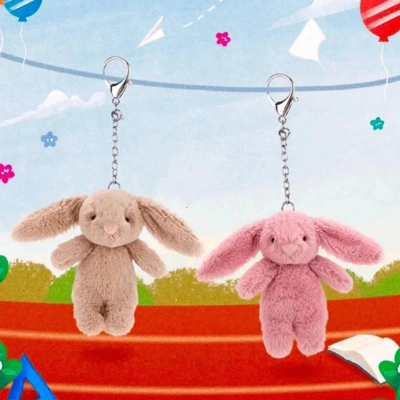 Stuffed Animals Cute Cartoon Rabbit Keychain Love Pompom Trinket Toy Girl Bag Car Keychain Mobile Phone Pendant Jewelry Gift Econic Blanks