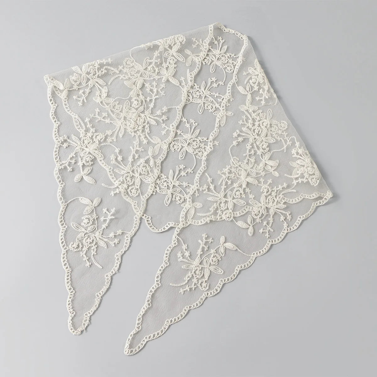 Elegant Lace Scarf Hollow Out Embroidery Foulard Bandana Solid Color Triangular Scarf Thin Vintage HandkerChiefs for Hair Woman Quick Pick Grocers