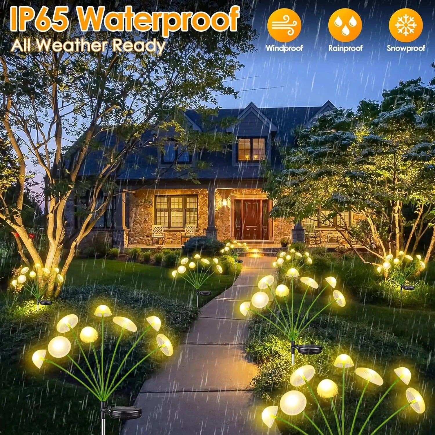 Solar Garden Lights Dual Mode LED Solar Mushroom Lights Waterproof Decor Yard Patio Pathway Jellyfish for Garden Ambiance Econic Blanks