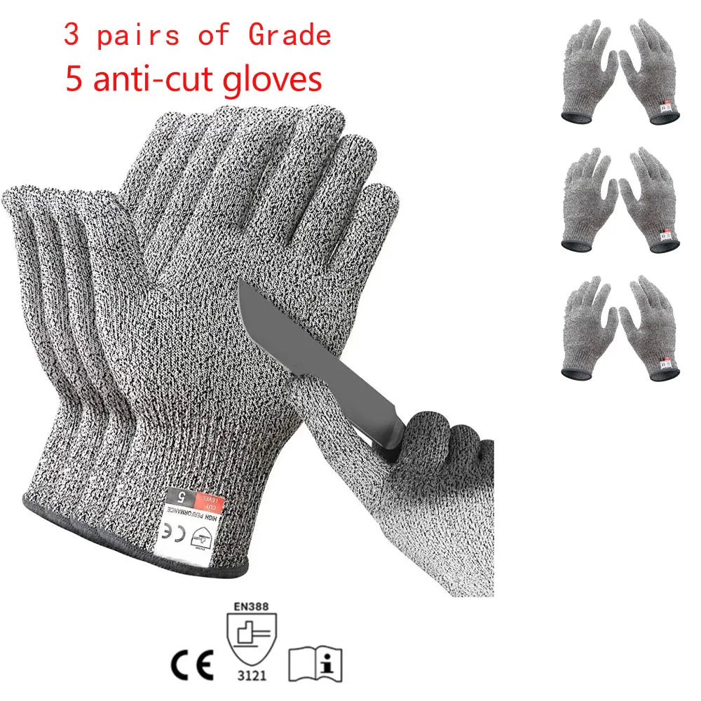 Level 5 HPPE Anti-Cut Gloves Kitchen Gardening Anti-Cut Knitted Gloves Anti-Thorn Wear-Resistant Glass Building Cutting Gloves Quick Pick Grocers