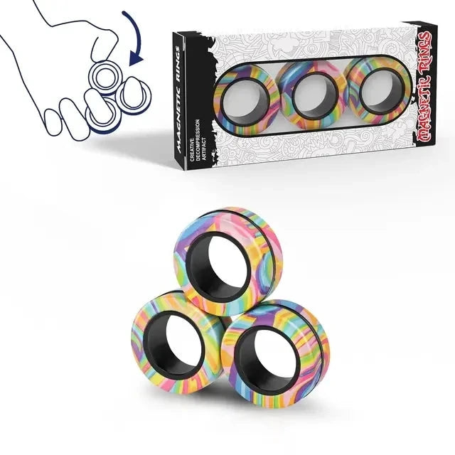 Magnetic Rings Fidget Toy Set Adult Fidget Magnets Spinner Rings Fidget Pack Great Gift for Adults Teens Kids (3PCS) Econic Blanks