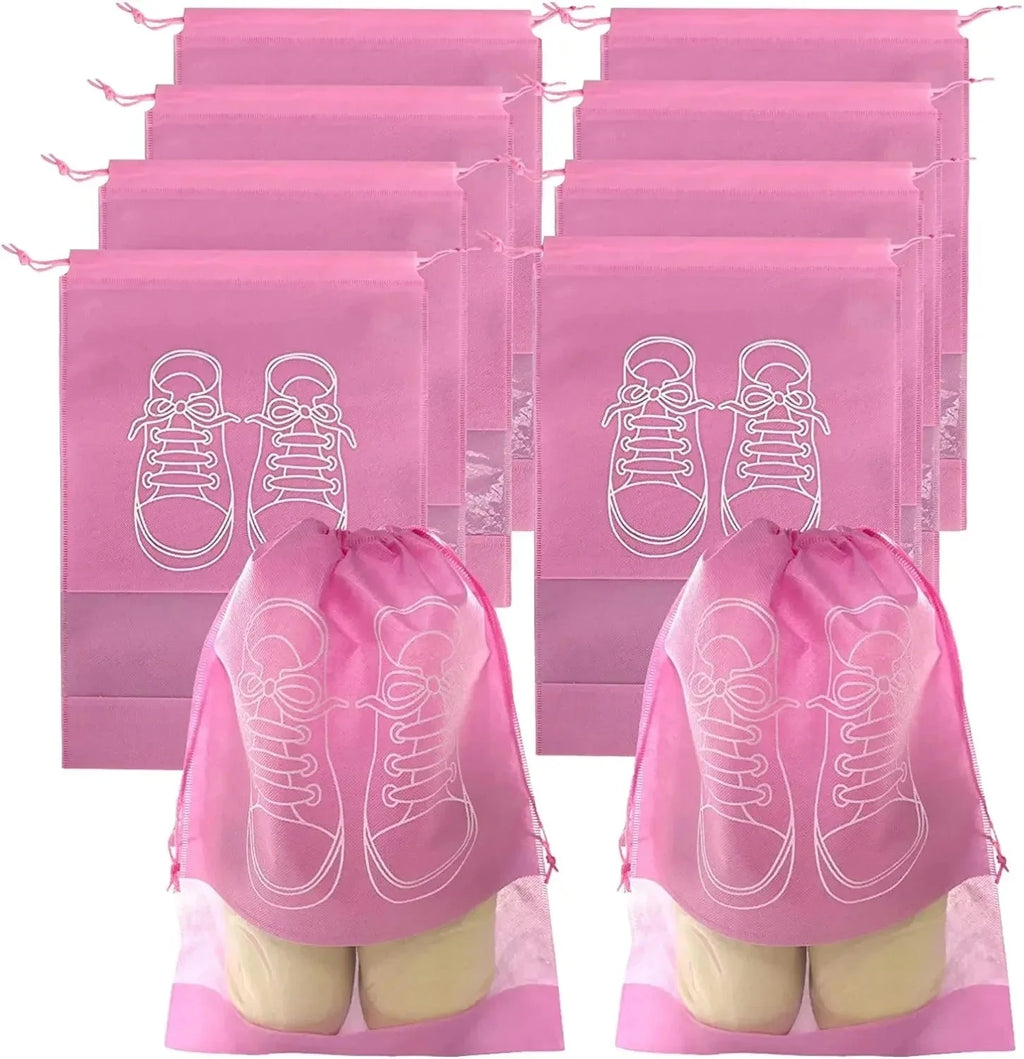 5pcs/set Shoe Storage Bag With Thickened Non-woven Fabric Strap Mouth Large Capacity Travel Waterproof Shoe Bag Moistureproof Econic Blanks