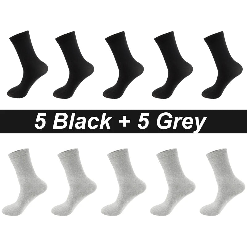 10Pairs/Lot Men Combed Cotton Socks Black Casual Business Breathable High Quality Man Sock New For Male Plus Size EU38-48 Quick Pick Grocers