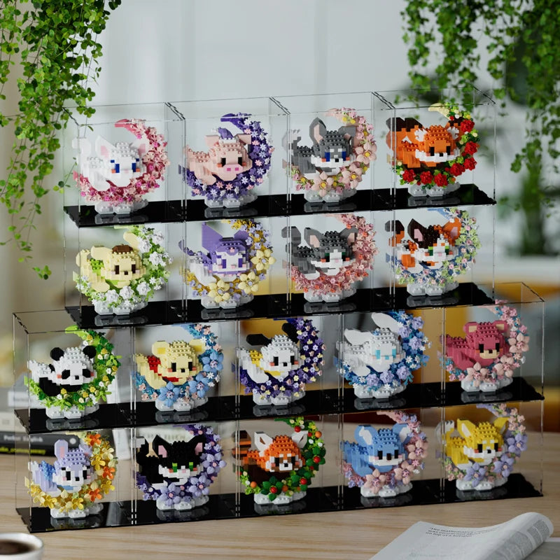 Mini Dog Cat panda raccoon Cute Pet Small Building Block Model Series Ornaments Children's Toy Christmas Birthday Gifts for Kids Purest Peak Salt