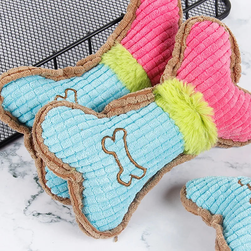 1pc Dog Squeaky Toys, Bones Plush Dogs Chew Toy for Small Medium Breed Puppy Aggressive Chewer Pets Puppy Playing Cleaning Teeth Econic Blanks