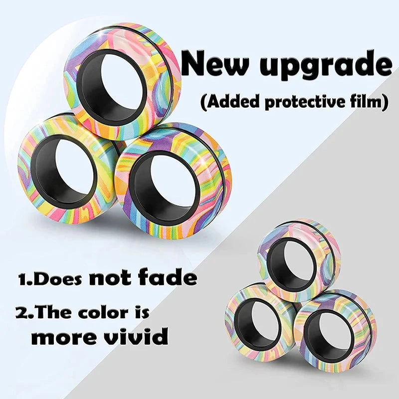 Magnetic Rings Fidget Toy Set Adult Fidget Magnets Spinner Rings Fidget Pack Great Gift for Adults Teens Kids (3PCS) Econic Blanks