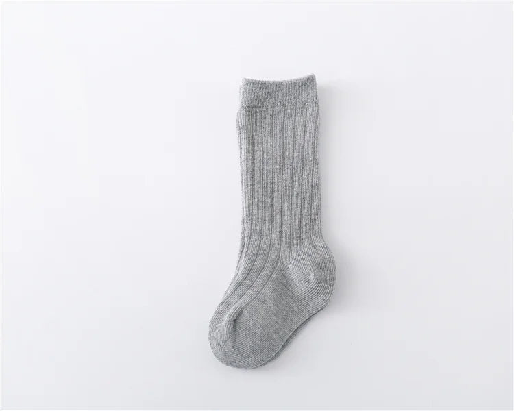 Lawadka 0-5Years Kids Boys Girls Socks Cotton Solid Striped Soft Baby Knee Long Children's Socks School Sport Baby Sock 12 Color Quick Pick Grocers