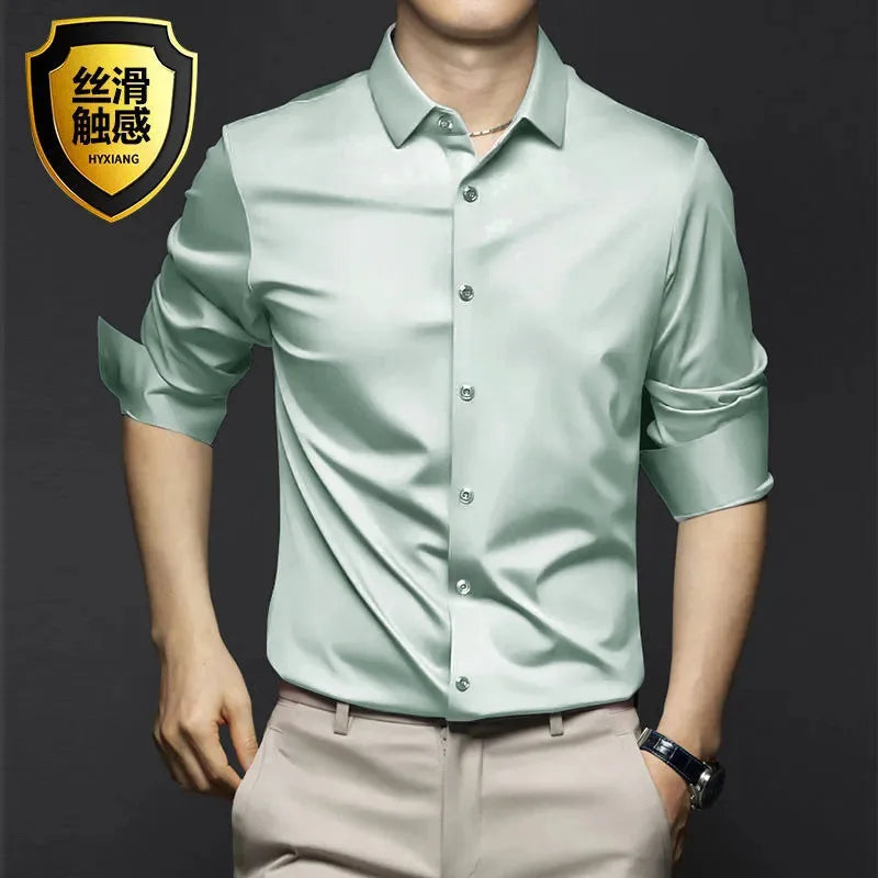S-5XL Men's Shirt Long Sleeve Non iron Wrinkle Resistant Business Dress High end Professional Casual Suit White Shirt Quick Pick Grocers
