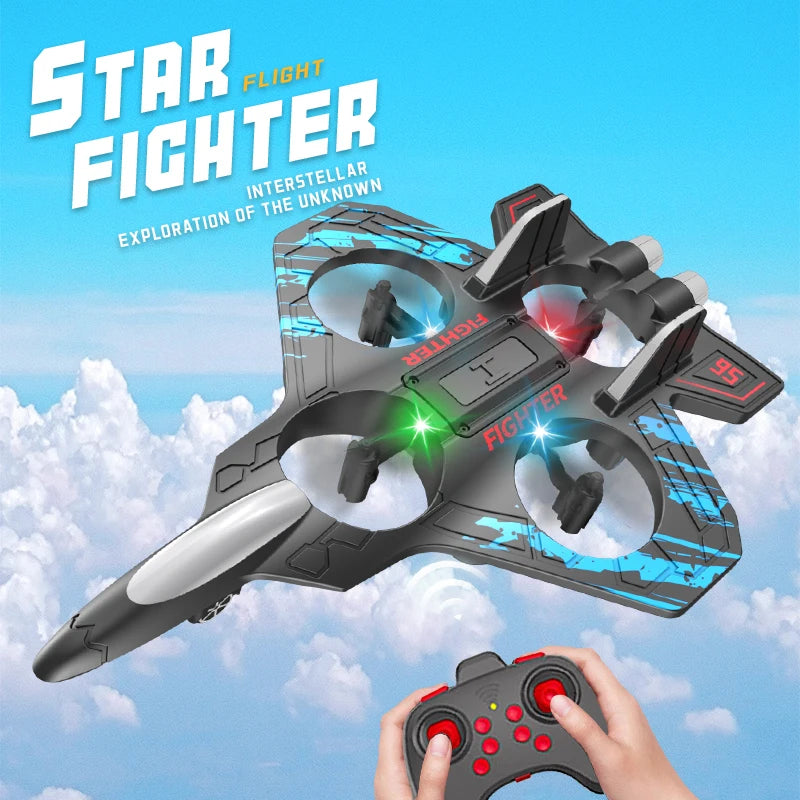 Glider Flying Helicopter RC Hobby Jet Plane 2.4G Stunt Remote Control Foam Fighter Airplane Toy With Light Econic Blanks