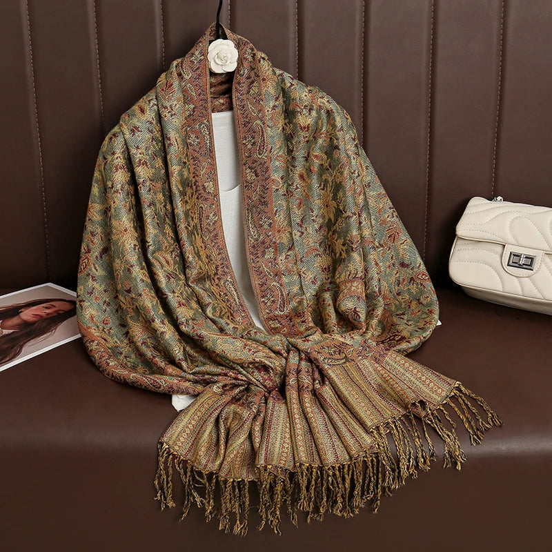 Luxury Brand Autumn Cashmere Pashmina Shawl Lady Wrap Warm Winter Scarves Design Print Female Foulard Cotton Stoles Scarf 2023 Quick Pick Grocers