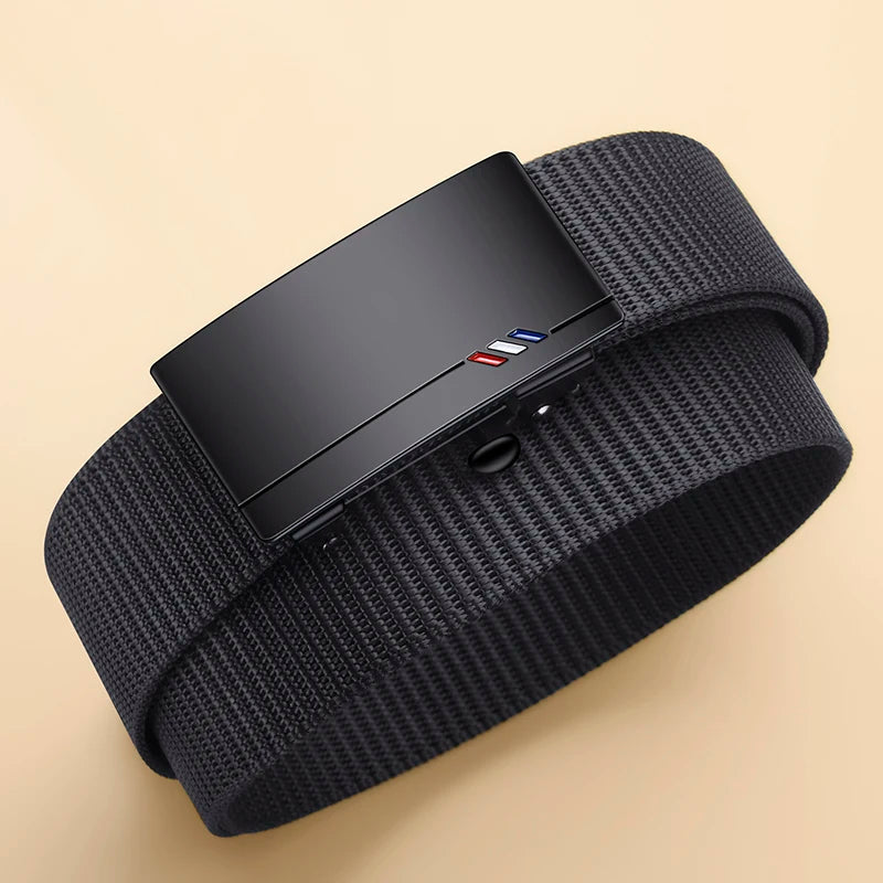 2pcs Fashion Men's Belt Canvas Woven Waistband Automatic Buckle Casual Belt Soft Versatile Jeans Belt Accessories Quick Pick Grocers