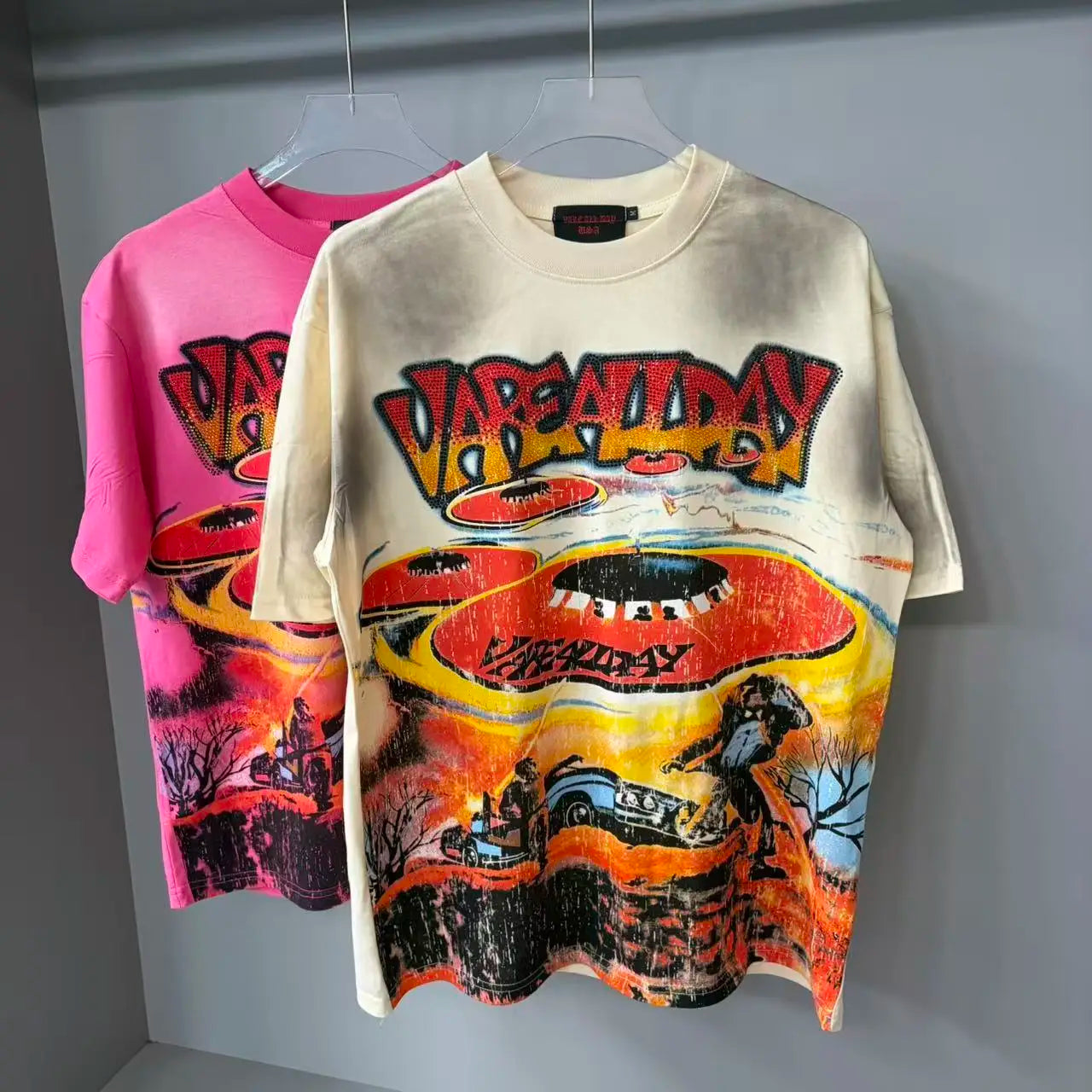 Streetwear Letter Rhinestone Cotton Short Sleeve Tshirts for Men and Women Harajuku Hip Hop Loose Shinning Diamond Tees Oversize Quick Pick Grocers