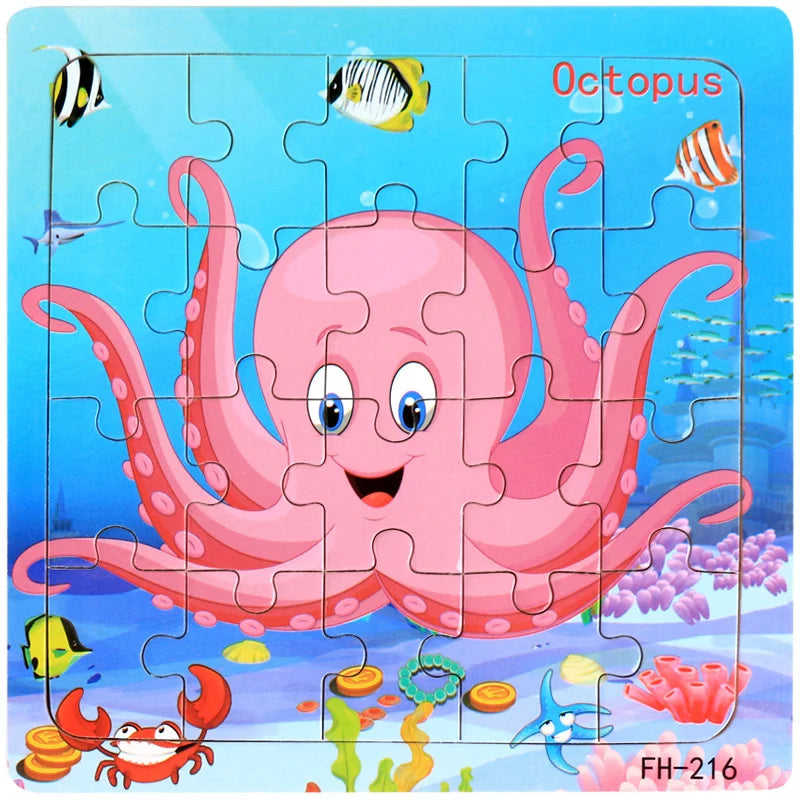New 20 Piece Wooden 3d Puzzle Cartoon Animal Vehicle Jigsaw Puzzle Montessori Educational Toys For Kids 3-6 Years Old Quick Pick Grocers