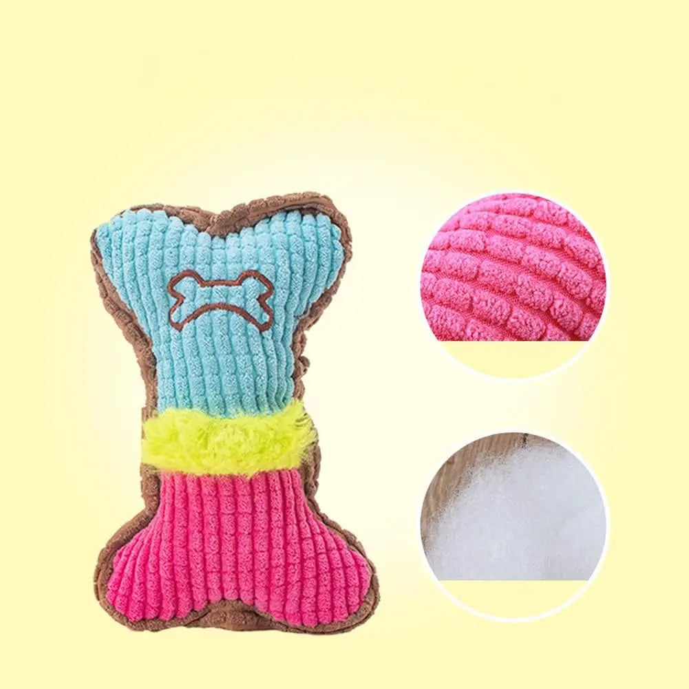 1pc Dog Squeaky Toys, Bones Plush Dogs Chew Toy for Small Medium Breed Puppy Aggressive Chewer Pets Puppy Playing Cleaning Teeth Econic Blanks