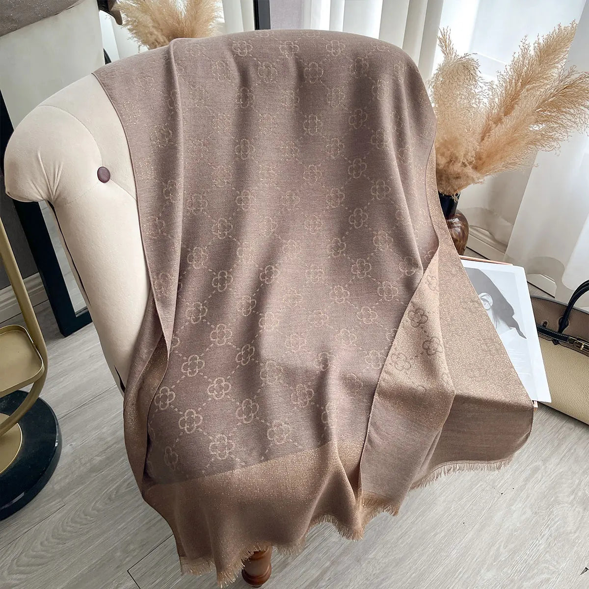 Elegant Ladies Muslim Hijab Golden Thread Scarves With Spring and Autumn Sun Protection Scarf Decoration Shawl Wrap Headscarf Quick Pick Grocers