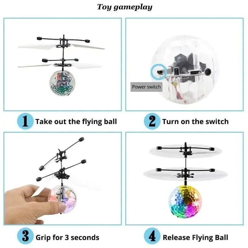 Colorful Sensing Flying Ball, New and Unique Toy, Led Light Hanging Crystal Ball, RC Gesture Control Flying Ball, Christmas Gift Econic Blanks