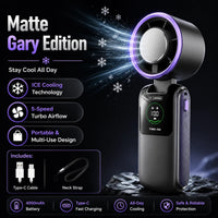 Portable Cooling Fan, 5-Speed Strong Wind Foldable Neck Hanging Fan, 9H Long Battery 4000mAh Mini Air Cooler for Travel & Outdoo Quick Pick Grocers