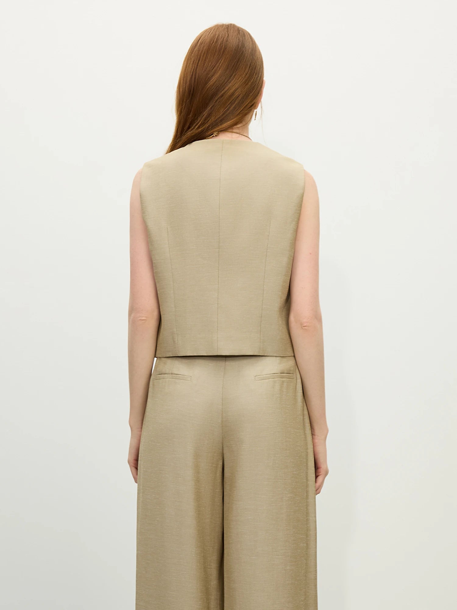 FSLE 2025 Summer Old Money Vest Wide-Leg Pants Set Vintage Tailored Two-Piece Adjustable Waist Eco Linen for Boardroom to Brunch Quick Pick Grocers