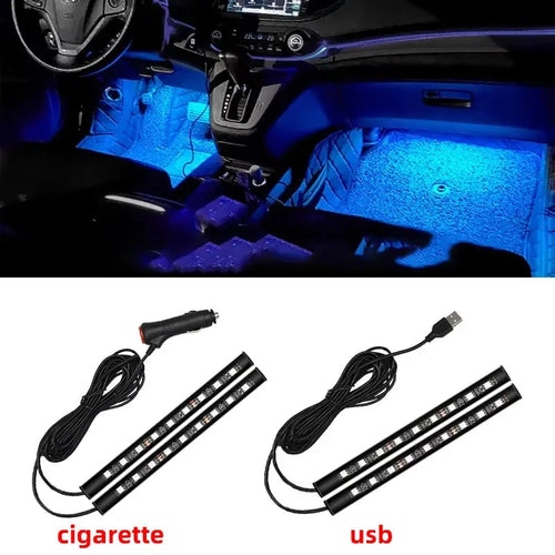 2-in-1 LED Car Neon Interior Light – USB & Cigarette Lighter Footwell Ambient Light, Car Backlight Atmosphere Lamp Accessories Econic Blanks