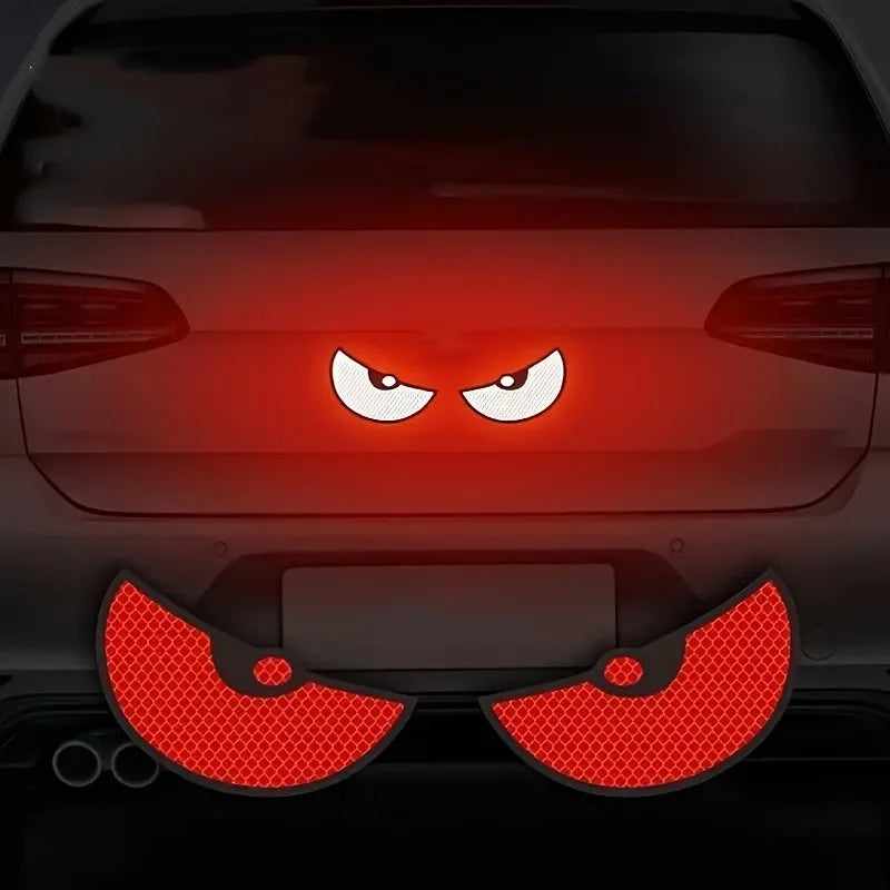 2pcs Car Demon Eye Reflective Stickers Motorcycle Improve Vehicle Visibility At Night And Driving Safety