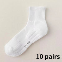 10pairs HLHYX Socks Men's Cotton Deodorant Winter Towel Bottom with Mid-tube White Stockings Thickened Sports Basketball Socks Quick Pick Grocers